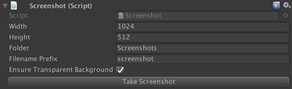 How the Screenshot Component looks in the Editor